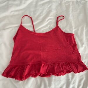 American Eagle Outfitters Red Camisole with Ruffle Hem
